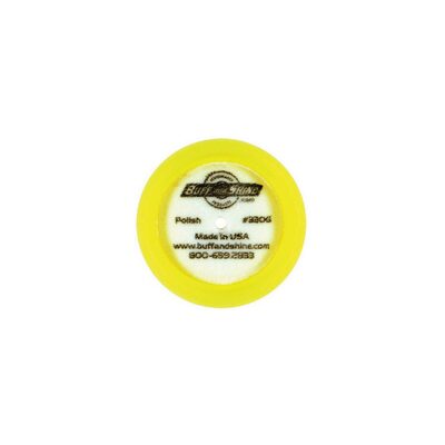Buff And Shine 330G Curved Back Grip Pad, 3 in Dia, 1 in THK, Hook and Loop Attachment, Polyester Foam Pad, Yellow