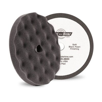 Buff And Shine 820FBW Grip Pad, 8 in Dia, 1 in THK, Hook and Loop Attachment, Foam Pad, Black
