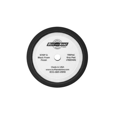 Buff And Shine 820WG Convoluted Face Buffing Grip Pad, 8 in Dia, 1-1/2 in THK, Hook and Loop Attachment, Black