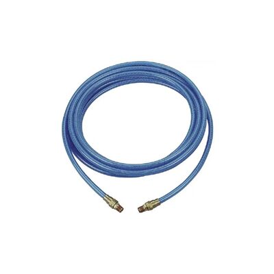 Coil Hose Flexeel Hose, 5/16" x 50', 1/4" MPT Reusable Strain Relief Fittings, Transparent Blue