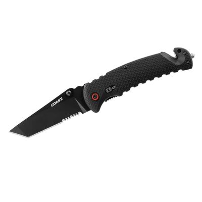 COAST Products RX395 Blade Assist Folder Serrated 7Cr17 Stainless Steel Folding Rescue Pocket Knife - Black