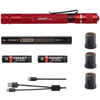 COAST Products HP3R 500 Lumen  Rechargeable Penlight with Twist Focus - Red