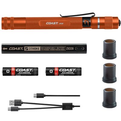 COAST Products HP3R 500 Lumen  Rechargeable Penlight with Twist Focus - Color Orange
