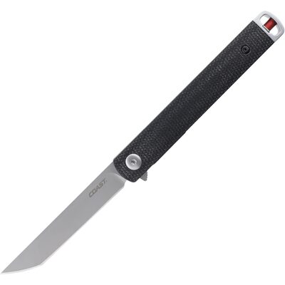 COAST Products LX500 1919 Founders Series Select Assisted Open Titanium Nitride Coated 9Cr18Mov Tanto Blade LInen Mircarta Handle with Frame Lock Folding Pocket Knife - Black