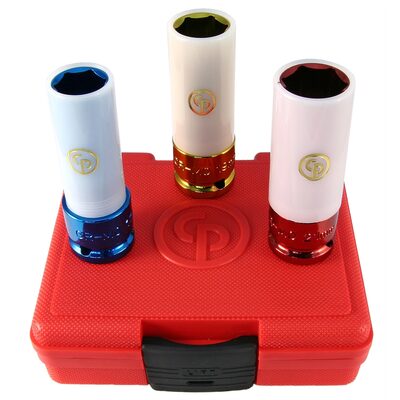 Chicago Pneumatic 1/2"DR 3PC MET WHEEL NUT PROTECTOR IMPACT SKT SET