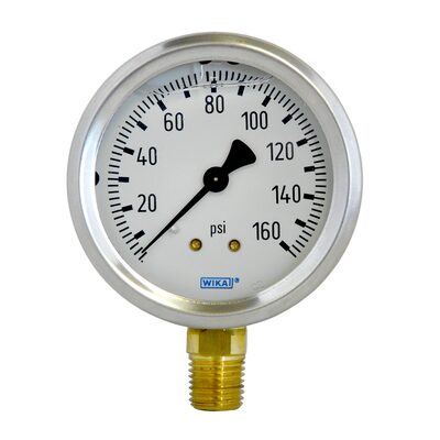 Dill Air Controls 0-160 P.S.I. LIQUID GAUGE BOTTOM MOUNT 1/4 NPT