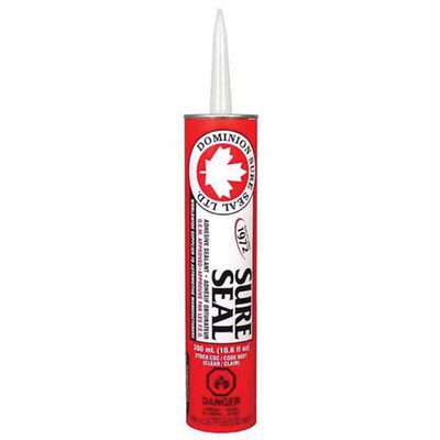 Dominion Sure Seal 9001 All-Purpose Sure Seal Adhesive Sealant, 300 mL Cartridge, Clear, Liquid, 24 hr Curing