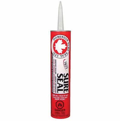 Dominion Sure Seal 9002 All-Purpose Sure Seal Adhesive Sealant, 300 mL Cartridge, White, Liquid, 24 hr Curing