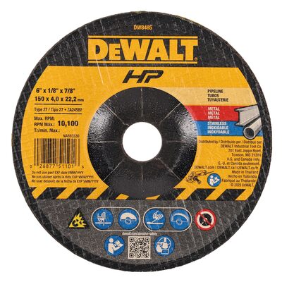 DEWALT 6-Inch By 1/8-Inch High Performance Pipeline Grinding Wheel, 7/8-Inch Arbor