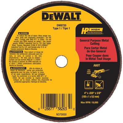 DEWALT 4" x .035" x 3/8" A60T Metal & Stainless Cutting & Grinding Wheel