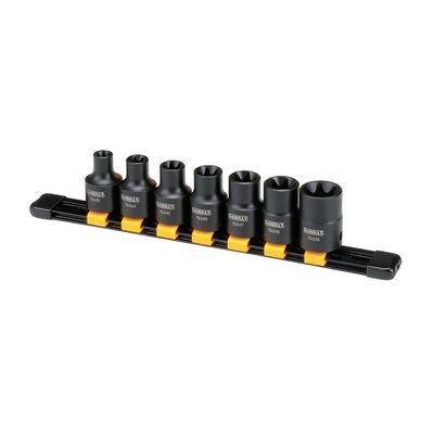 DEWALT Dwmt19260 7Pc Mm 1/2"Drive Impact Extension Torx Set Black
