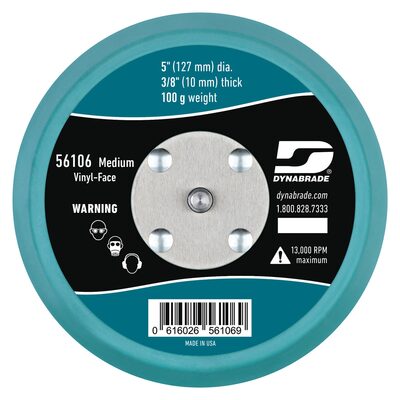 Dynabrade Vinyl-Face 3/8" Urethane Med-Density 5/16" 24-Male Thread 5" Dia Non-Vacuum Disc Pad