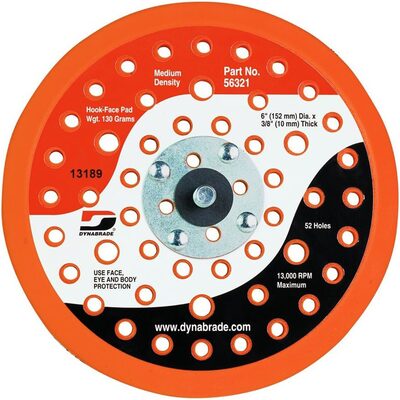 Dynabrade 6 VAC DISC PAD HOOK-FACE 52 HOLES 3/8 THICKNESS