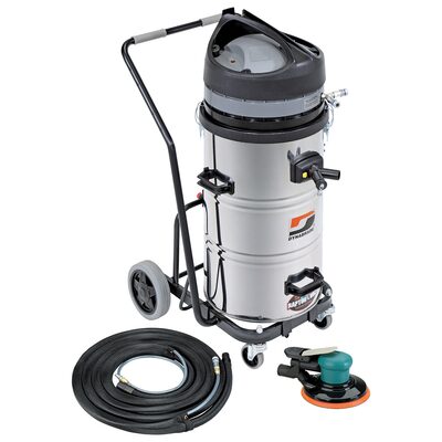 Dynabrade Mega-Raptor Vac&reg; Standard Pack Mobile Auto Vacuum System : Vacuum Kit w/6" Spirit ROS & Standard Cart, M-Class, 120v/60Hz, 15 Amp, 20 gal., Conductive