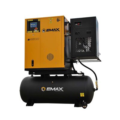 Emax Compressor Complete Rotary VFD Package 10hp 1PH 120 Gal Tank w/58CFM Air Dryer