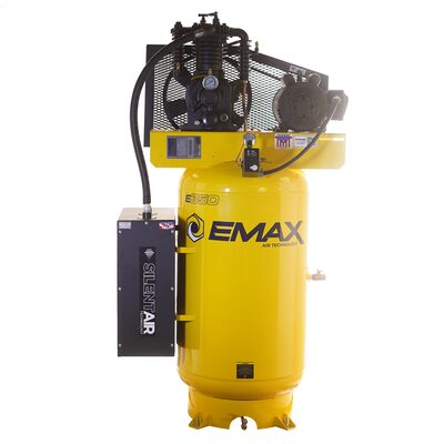 EMAX Compressor  EMAX Silent Air 5HP 80-Gal Air Compressor &hyphen; 19CFM, Two-Stage, Inline , Pressure Lube, Includes Maintenance Kit