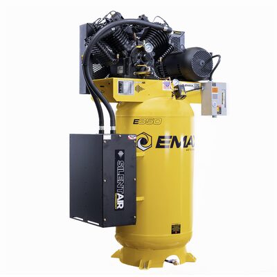 EMAX Compressor  EMAX Silent Air 7.5HP 80-Gal Air Compressor &hyphen; 31CFM, Two-Stage, 4-Cylinder , Pressure Lube, Includes Maintenance Kit