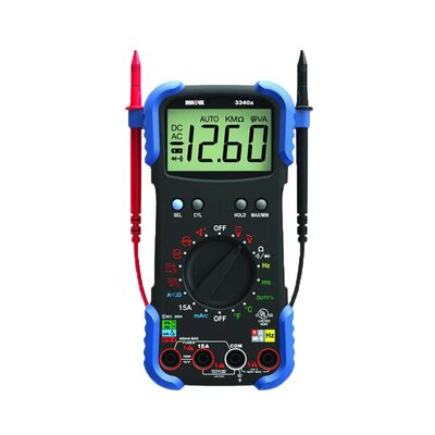 Innova  3340 Pro Automotive Digital Multimeter: High Amp Rating (15A), UL Listed, Accessories Included (Temperature Probe, Inductive RPM Clamp and Carrying Case)