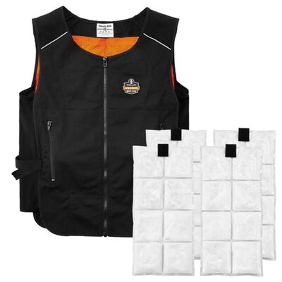 Ergodyne 6260 S/M Black Lightweight Phase Change Cooling Vest with Packs