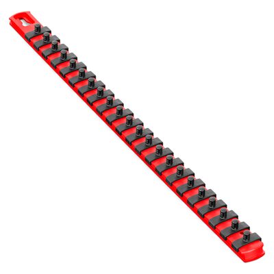 Ernst Mfg. 18&rdquo; Socket Organizer and 22 Twist Lock Clips - Red - 1/4&rdquo;