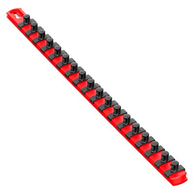Ernst Mfg. 18&rdquo; Socket Organizer and 18 Twist Lock Clips - Red - 3/8&rdquo;