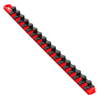 Ernst Mfg. 18&rdquo; Socket Organizer and 17 Twist Lock Clips - Red - 1/2&rdquo;