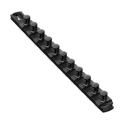 Ernst Mfg. 13 Inch Socket Organizer with 11 Twist Lock Clips - 1/2 Inch - Black