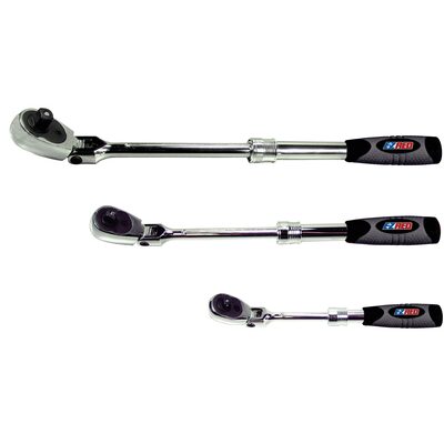 E-Z Red 3 Piece Locking Flex Head/Extenable Ratchet set