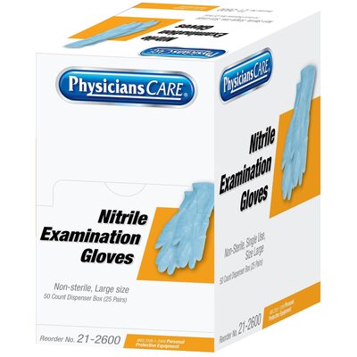 First Aid Only Nitrile Exam Gloves 50/dispenser box