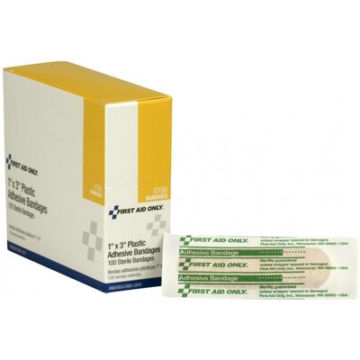 First Aid Only 1"x3" Plastic Bandages 100/box