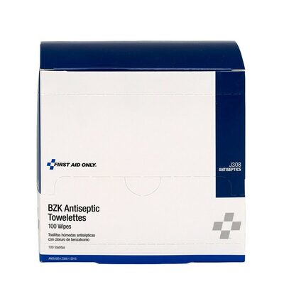 First Aid Only BZK Antiseptic Wipes 100/box
