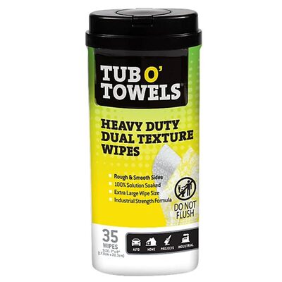 Tub O' Towels Heavy Duty Dual Texture Cleaning Wipes, 35 count