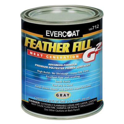 Fibre glass Evercoat FEATHER FILL G 2 100712 High-Build Polyester Primer Surfacer, 1 qt Round Can, Gray, High-Build