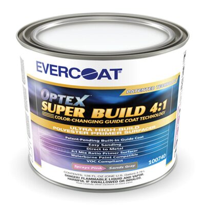 Fibre glass Evercoat Optex Super Build 100740 Polyester Primer Surfacer, 3.78 L Can, Gray, 4:1 Mixing