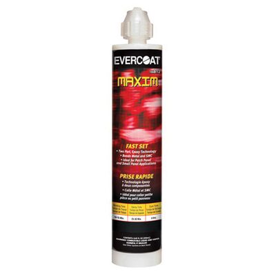 Fibre glass Evercoat MAXIM 100812 Fast Set Bonding Adhesive, 250 mL Cartridge, Black, Paste, 1:1 Mixing, 4 hr Curing