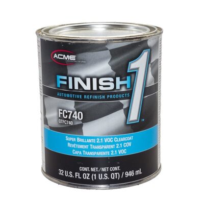 Finish 1 Automotive Refinish Products FC740-4 High Solid 2.1 VOC Super Brillante Clearcoat, 1 qt Can, Gloss, 4:1 Mixing
