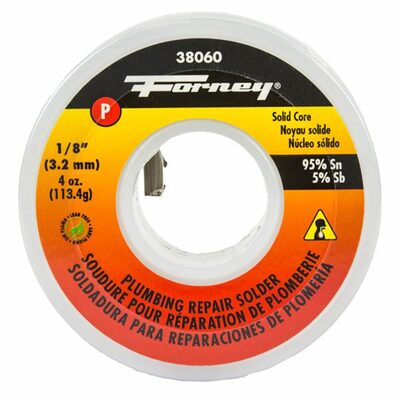 Forney Industries Solder, Lead Free (LF), Plumbing Repair, Solid Core, 1/8 in, 4 Ounce