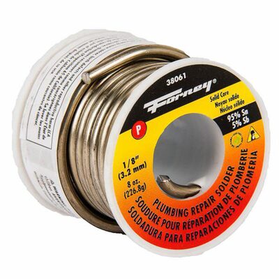 Forney Industries Solder, Lead Free (LF), Plumbing Repair, Solid Core, 1/8 in, 8 Ounce