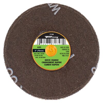 Forney Industries Quick Change Sanding Disc, 3 in, 80 Grit