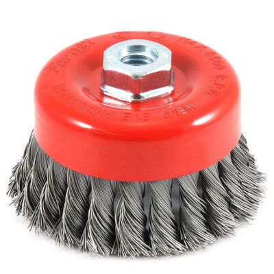 Forney Industries Cup Brush, Knotted, 4 in x .020 in x 5/8 in-11 Arbor