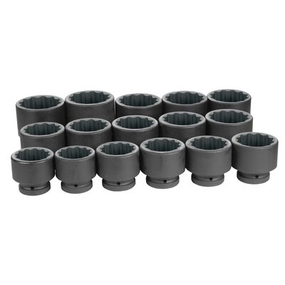 Grey Pneumatic 1" Drive 16 Piece Fractional Set 2-1/16" to 3" - 12 Point