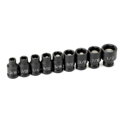Grey Pneumatic 1/4" Drive 9 Piece Magnetic Impact Socket Set