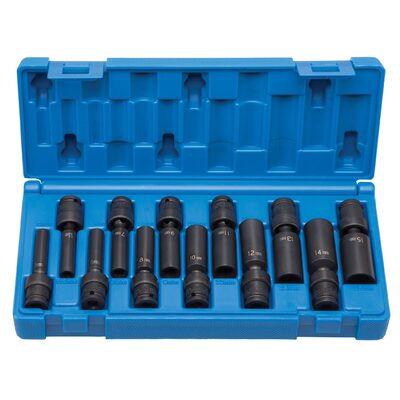 Grey Pneumatic 1/4" Drive 12 PC Deep Universal Metric Set