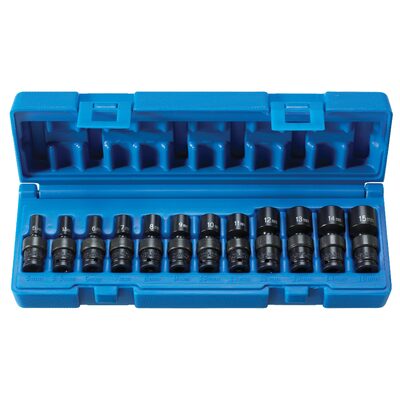 Grey Pneumatic 1/4" Drive Standard Length Surface Drive 12 Piece Universal Socket Set