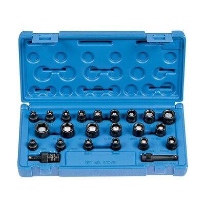 Grey Pneumatic 1/4" Drive 23 Piece Standard Length SAE/Met. Magnetic Set
