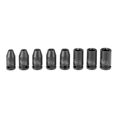 Grey Pneumatic 1/4" Drive 8 Piece External Star Impact Socket Set