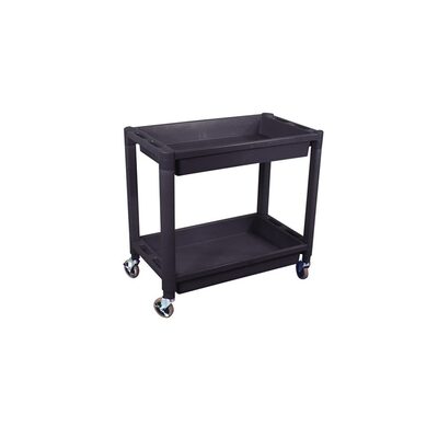 High Teck Products T425 Utility Cart, 300 lb, Black, Heavy-Duty Plastic, 2 Shelves, Swivel Caster