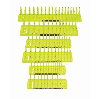 Hansen Global 6 Piece 3 Row Socket Tray Set - Hi-Viz Yellow