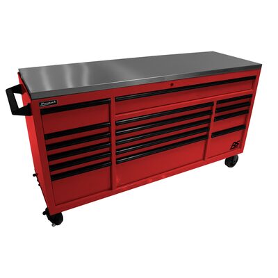 Homak Manufacturing 72 Inch RS Pro Roller Cabinet Stainless Steel Top - Fury Red