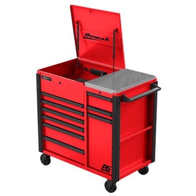 Homak Manufacturing 44" RSPRO 9-DRAWER POWER SERVICE CART-RED
